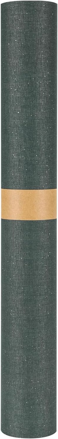 Wooqu Book Cloth, Fabric Surface and Paper Backed, Easy to Use, Strong, 17x29”, for Book Binding, Glitter Forest Green