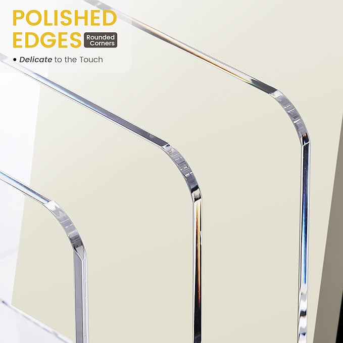 YUXUN Acrylic Magazine Holder,Clear Desk Organizer File Sorter for Notebook,Paper,Envelope,Magazine, Book Storage-Office/Home/Classroom Organization(4 Compartments,B5)