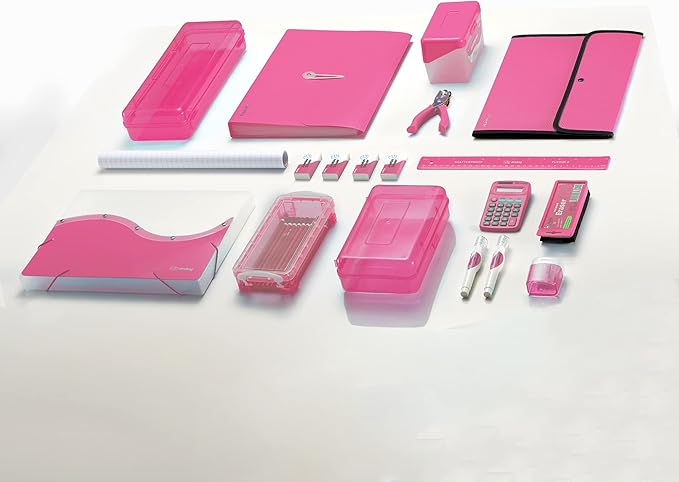 ½ Inch 3 Ring Binder .5 inch Pink Clear View Cover with 2 Inside Pockets, Colored School Supplies Office and Home Binders – by Enday