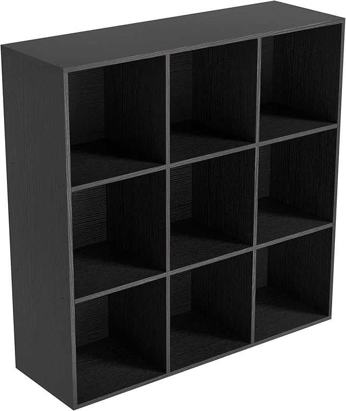 Wooden 9 Cube Storage Organizer with Closed Back Panel,White Cube Shelf Cubby Storage Organizers with Compartments for Living