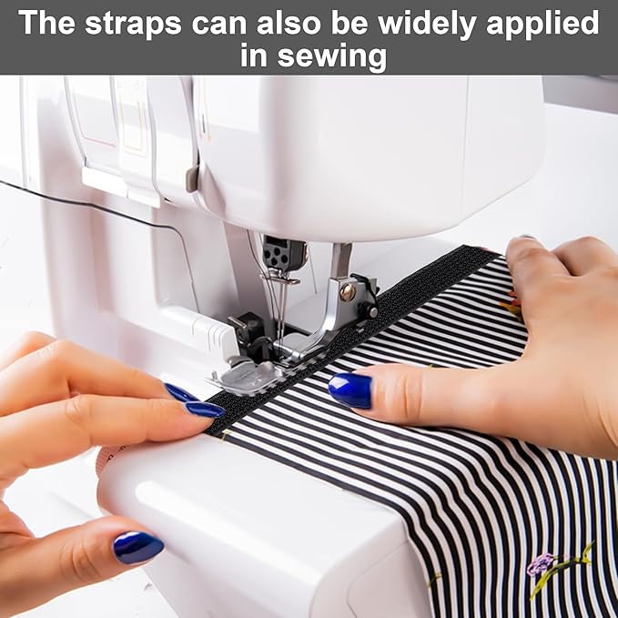 1" x32Ft Hook and Loop Straps Cinch Straps with 50 Metal Buckles, Adjustable Fastening Cable Straps, Free Cut Length, Reusable Nylon Cable Ties for Organizer or Storage, Black