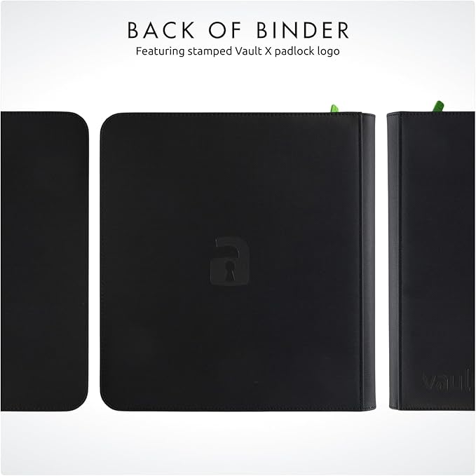 Vault X 12 XL Pocket Trading Card Zip Binder, 624 cards, Premium Exo-Tec Album Material, 26 Side-Loading Pages, Folder for Collectible Card Games, Sports, TCG (Black)
