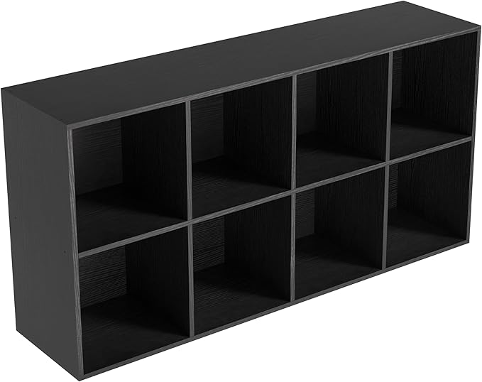 Wooden 8 Cube Storage Organizer with Closed Back Panel,White Cube Shelf Cubby Storage Organizers with Compartments for Living