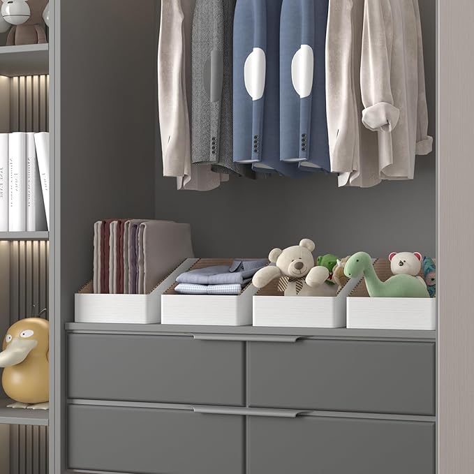 ZBEIVAN Cardboard Storage Bins Boxes 35 Packs 12x6x4.5 Inches, Easy Assembly Pantry Organizer Bins for Shelf, White