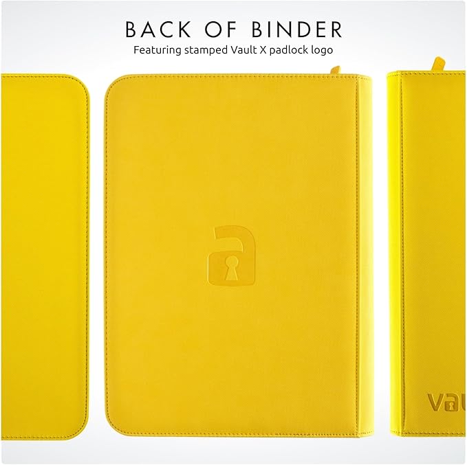 Vault X 9 Pocket Trading Card Zip Binder, 360 Cards, Premium Exo-Tec Album Material, 20 Side-Loading Pages, Folder for Collectible Games, Sports, TCG (Yellow)