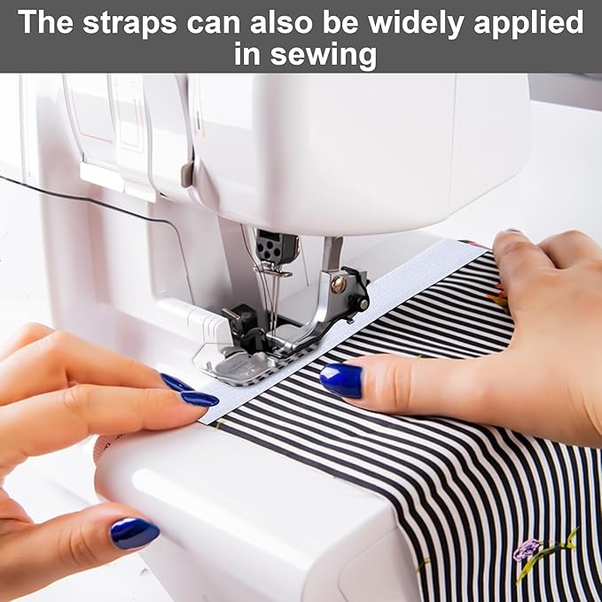 1" x32Ft Hook and Loop Straps with 50 Metal Buckles, Adjustable Fastening Cable Straps, Free Cut Length, Reusable Nylon Cable Ties for Organizer or Storage, White