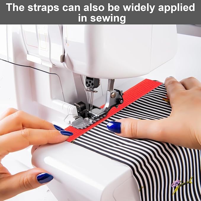 1" x16Ft Hook and Loop Straps with 25 Metal Buckles, Adjustable Fastening Cable Straps, Free Cut Length, Reusable Nylon Cable Ties for Organizer or Storage, Red