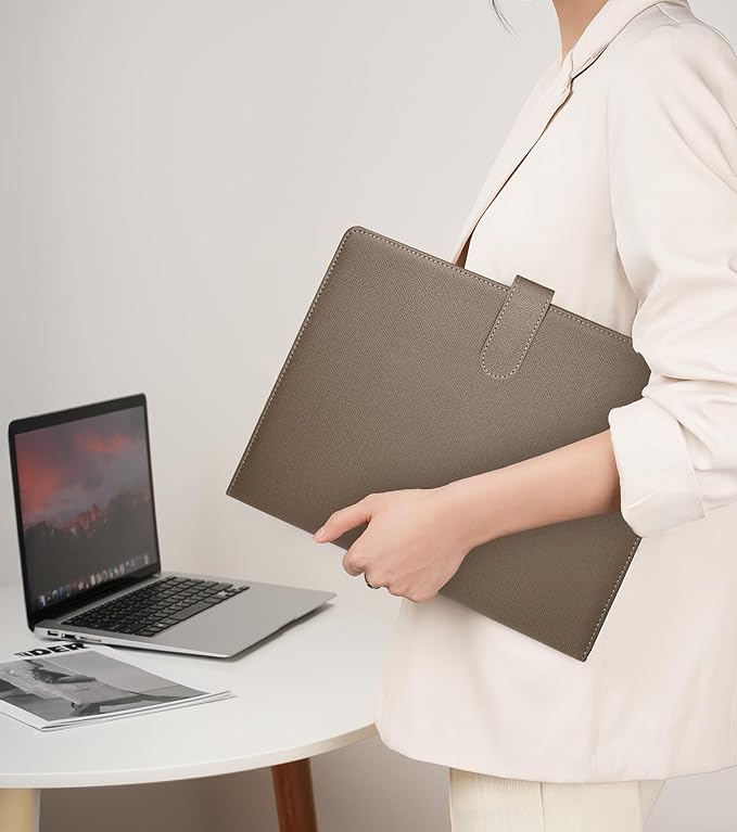 Zreal Padfolio Portfolio for Women and Men, Faux Leather Clipboard Folder with Document Organizer, Business Card & Pen Holder, Fits A4 Letter Size Legal pad for Work, Office & Conference (Taupe)