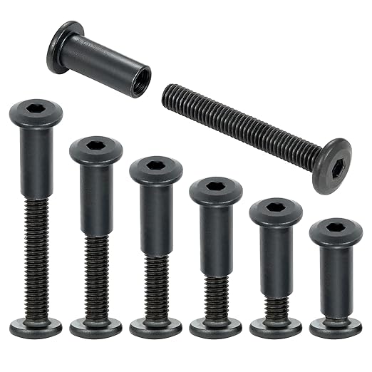 100 Sets M6 Hex Drive Metric Set Screws Assortment Kit - Black Alloy Steel Nut and Bolt Organizer for Pocket Knife Screws Repair Kit, Machine Screw Assortment Kit (M6 Set)