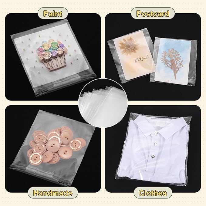 uxcell 7.1"x 3.9" Acid-Free Picture Sleeve, 120 Pack Crystal Clear Photo Sleeves Storage Bags Transparent Sealing Bag for 3.9"x 5.9" Art Prints, Pictures, Photos, Frame Mats Mattes