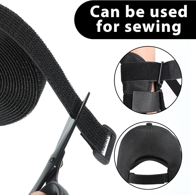 1" x 16ft Hook and Loop Straps with 25 Metal Buckles, Adjustable Fastening Cable Straps, Black Reusable Fastening Cable Ties, Adjustable Multi-Purpose Cable Straps for Organizer or Storage