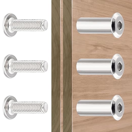 200 Pcs Silver M6x20mm Furniture Bolts - Rust-Resistant Carbon Steel Set Perfect for Kitchen Cabinets Drawers and Leather Accessories