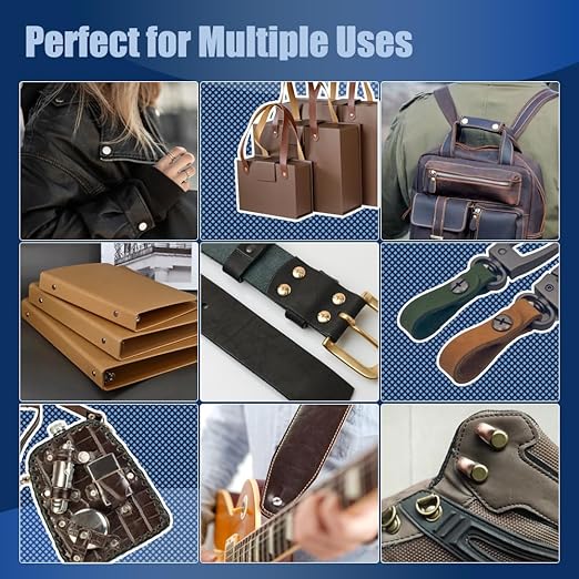 125 Sets Multicolor Assortment Chicago Screws Leather Rivets Kit, 1 Sizes M5*6 & 1 Screw Lengths M4*4 for Belts, Bookbinding, DIY Leather (Multicolor Assortment)