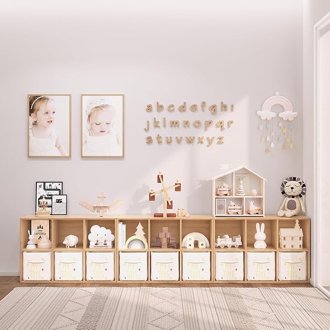 Wooden 6 Cube Storage Organizer with Closed Back Panel,White Cube Shelf Cubby Storage Organizer with Compartments for Living,Bookshelf,Storage Organizers Easy to Install (Oak, 6 Cube)