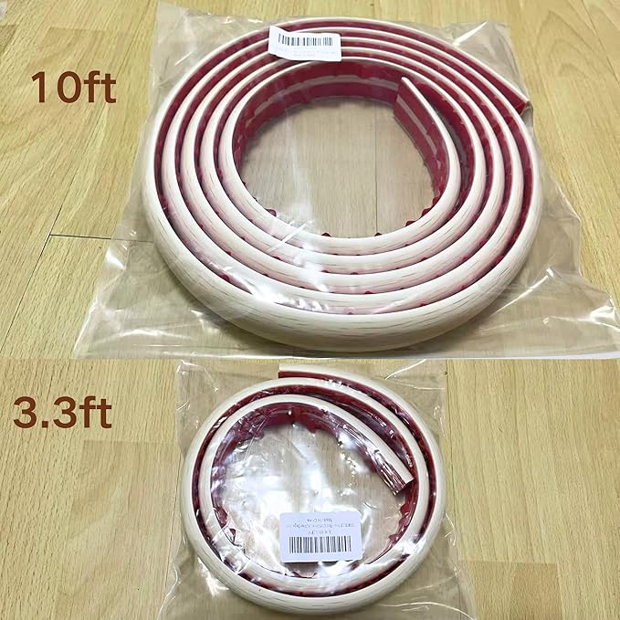 10ft Self Adhesive Floor Cord Cover, Cable Cavity:0.61" (W) x 0.32" (H), Heavy Duty Soft PVC Cable Protector and Extension Cord Hider,Cord Management System to Hide Wires on Floor, White