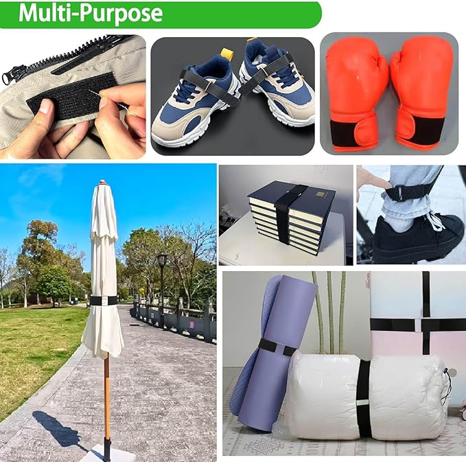 1.5inx32ft Hook and Loop Cable Straps with 30 Metal Buckles, Adjustable Fastening Straps, Reusable Free Cut Length Cord Straps, Wire Organizers for Cable Ties Roll