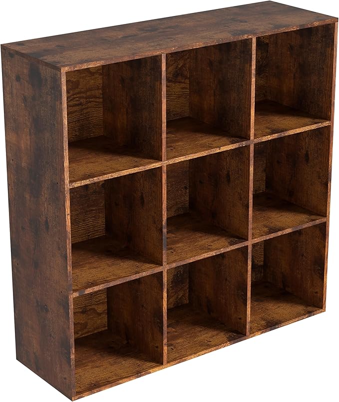 Wooden 9 Cube Storage Organizer with Closed Back Panel,White Cube Shelf Cubby Storage Organizers with Compartments for Living