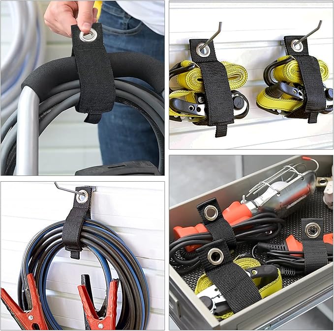 Zkptops 10Pcs Extension Cord Holder Organizer Heavy Duty Storage Straps Hook and Loop Cable Straps Hanger Garage Storage Accessories Wrap Rope Organizer for Hanging Cables Hoses Ropes and Tools