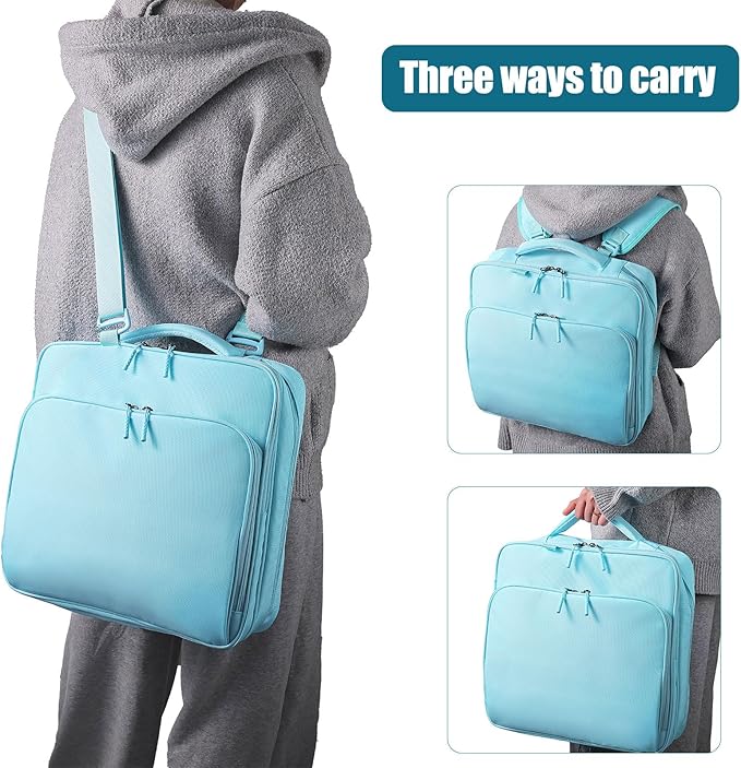 Zipper Binder, 2-inch 3-Rings with Multiple Pockets File Folder - 500 Sheet Capacity, Up to 14‘’ Laptop and Tablet, Detachable Backpack Straps & Shoulder Use for Office