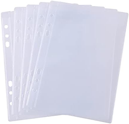 10 Pack A5 Size Plastic Binder Pockets,6 Holes Waterproof PVC Folders Loose Leaf Bag forBudgeting Loose Leaf Bags Planner Insert Pouches Photo,Document, Stamp & Die Storage Bills Organizer