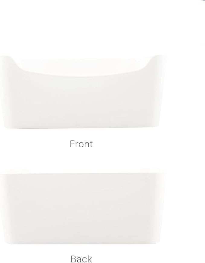 XL - 4 Pack White Plastic Storage Bins for Shelves, Closet Kitchen Storage Containers for Pantry Bathroom Office Organization Baskets, Cabinet Organizing Containers, White Organizer Bins for Shelves