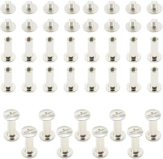 100Pcs/50Set Chicago Screws M5x15mm Book Binding Rivets Screw Posts Round Flat Head Stud Screw for DIY Leather Albums (DZBD/M5x15)