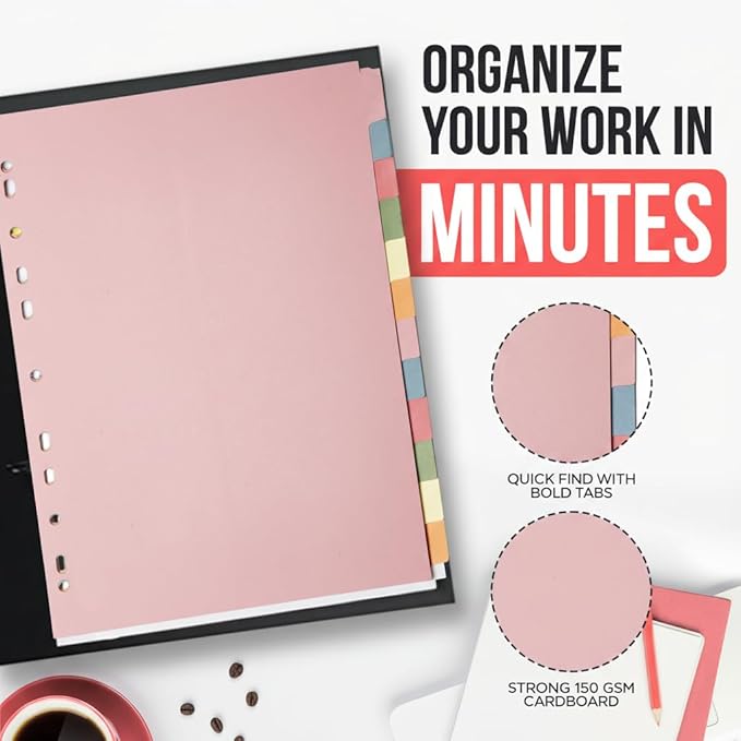 [3 Pack] Binder Dividers with Tabs A4 12 Part | Dividers for 3 Ring Binder | Perfect for Organizing Pages in 3 Ring Binder Dividers with tabs, Each Set Includes Tab Dividers - The Paper Shop
