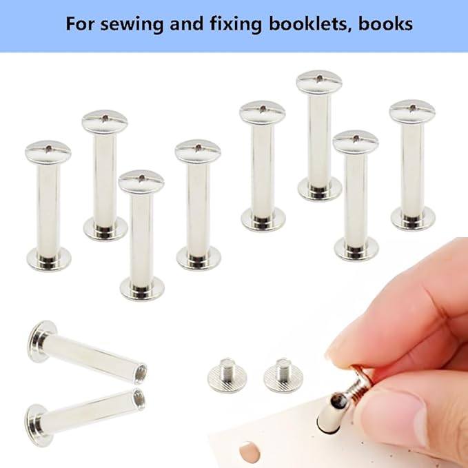 100Pcs/50Set Chicago Screws M5x25mm Book Binding Rivets Screw Posts Round Flat Head Stud Screw for DIY Leather Albums (DZBD/M5x25)