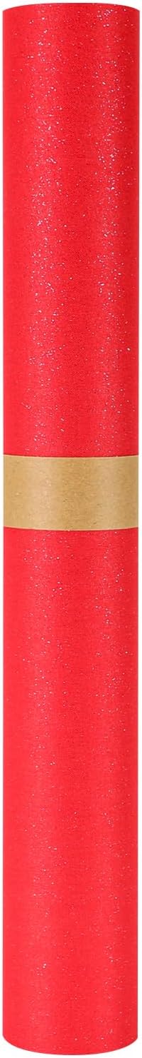 Wooqu Book Cloth, Fabric Surface and Paper Backed, Easy to Use, Strong, 17x29”, for Book Binding, Glitter Red