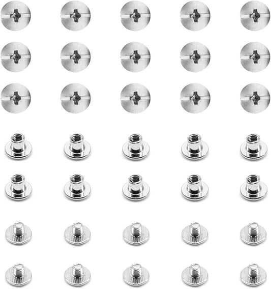 100Pcs/50Set Chicago Screws M5x5mm Book Binding Rivets Screw Posts Round Flat Head Stud Screw for DIY Leather Albums (DZBD/M5x5)