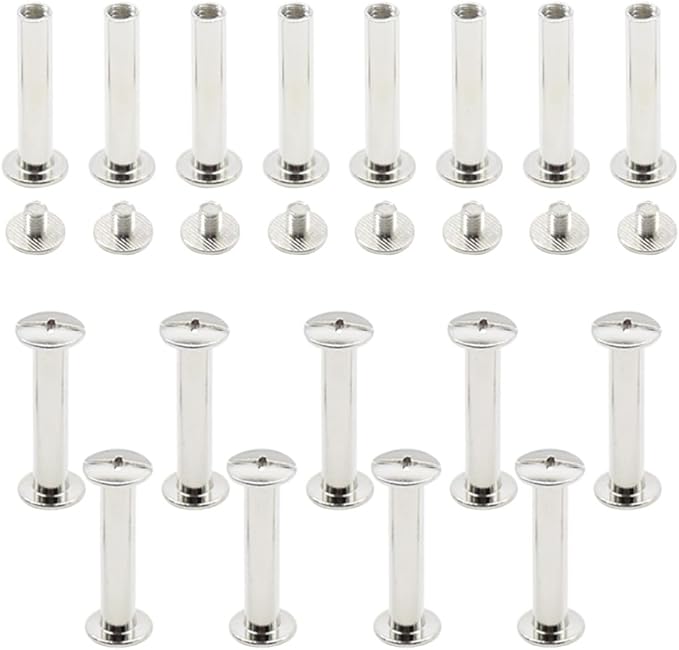 100Pcs/50Set Chicago Screws M5x25mm Book Binding Rivets Screw Posts Round Flat Head Stud Screw for DIY Leather Albums (DZBD/M5x25)