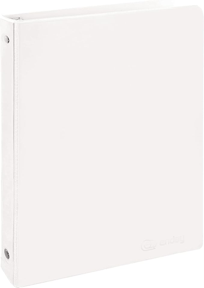 ½ Inch 3 Ring Binder .5 inch White Clear View Cover with 2 Inside Pockets, Colored School Supplies Office and Home Binders – by Enday