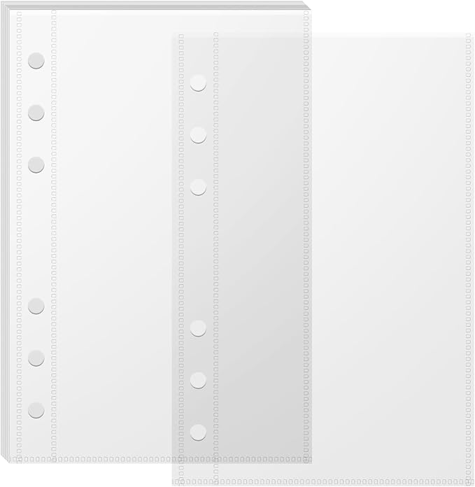 10 Sheets Clear Sticker Book Sleeves Pockets, Sticker Organizer Album Inserts for 6 Ring A6 Binder, for Organize Binder Stickers, Photos, Tickets, Cards, Cash, 1 Pocket