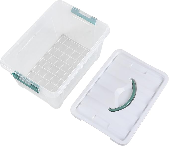 14 Qt Latching Storage Box, Multipurpose Stackable Storage Container Tote for Home or Office Organization, Clear (8 Pack)