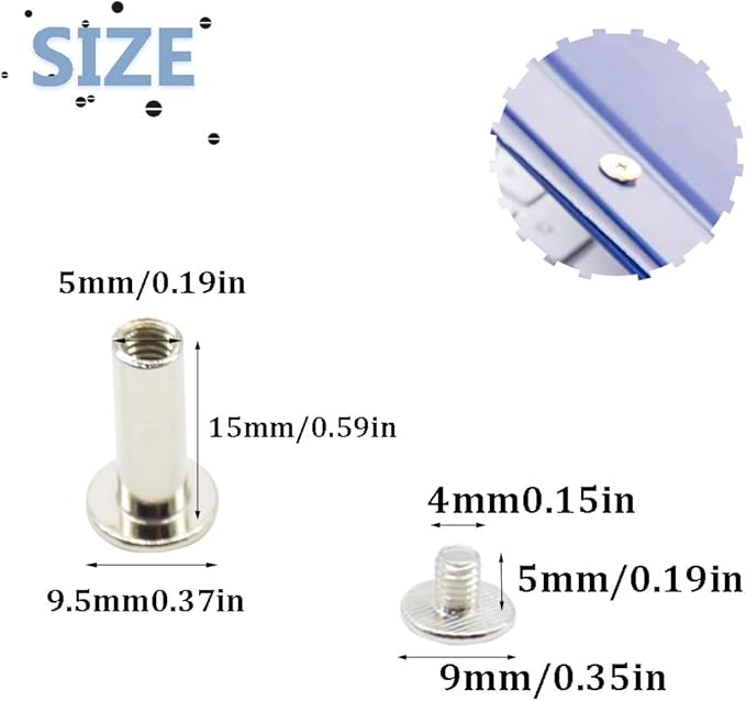 100Pcs/50Set Chicago Screws M5x15mm Book Binding Rivets Screw Posts Round Flat Head Stud Screw for DIY Leather Albums (DZBD/M5x15)