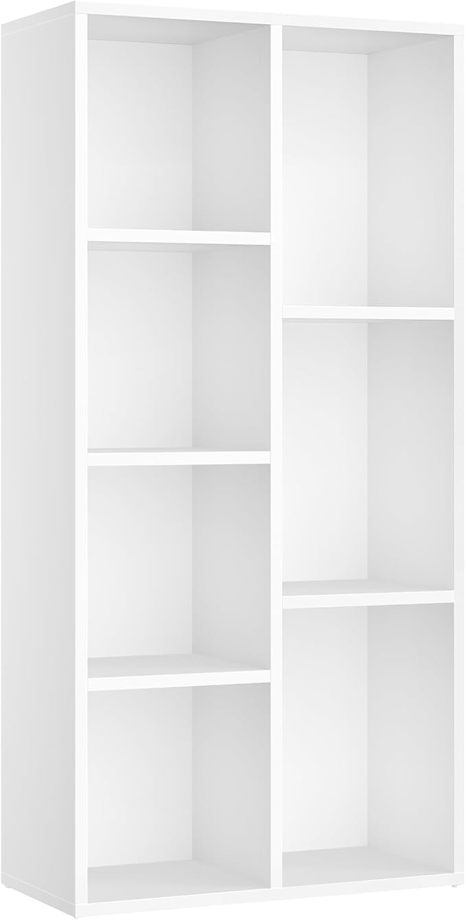 VASAGLE Bookcase, Bookshelf with 7 Compartments, Freestanding Shelves and Cube Organizer, for Display in Living Room, Bedroom, and Home Office, Cloud White ULBC27WT