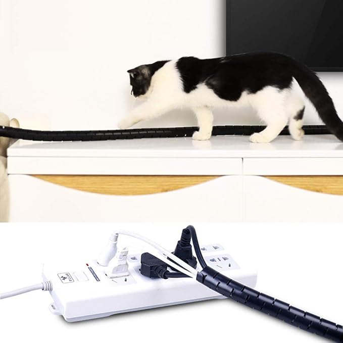 10FT Cable Management Sleeve EZ Cord Bundler 1" Diameter w/Zip Clip Zipper Wire Wrap Cord Organizer Cable Tube Hider Flexible & Expandable Home & Office Wire Concealer for PC TV Computer Cinema