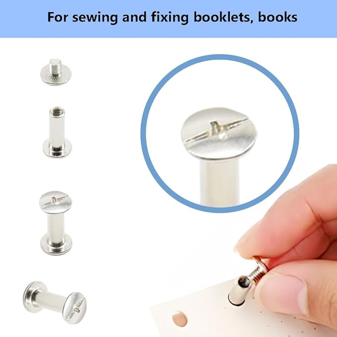 100Pcs/50Set Chicago Screws M5x15mm Book Binding Rivets Screw Posts Round Flat Head Stud Screw for DIY Leather Albums (DZBD/M5x15)