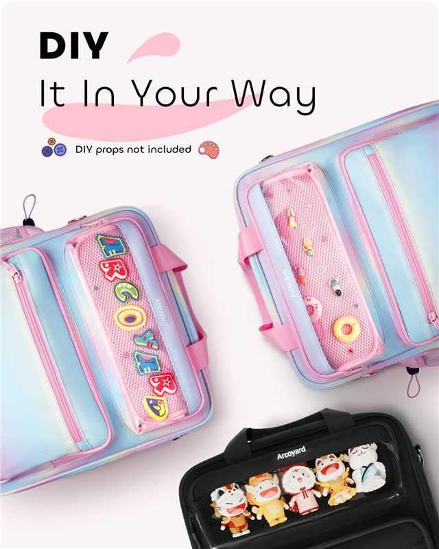 Zipper Binder 3 Ring with Ita Window, 3 Inch Binder with Zipper D-Ring Fits 14 in Laptop, 3-in-1 Shoulder/Backpack/Handle 600 Sheets Capacity for School & Office – Pink Blue