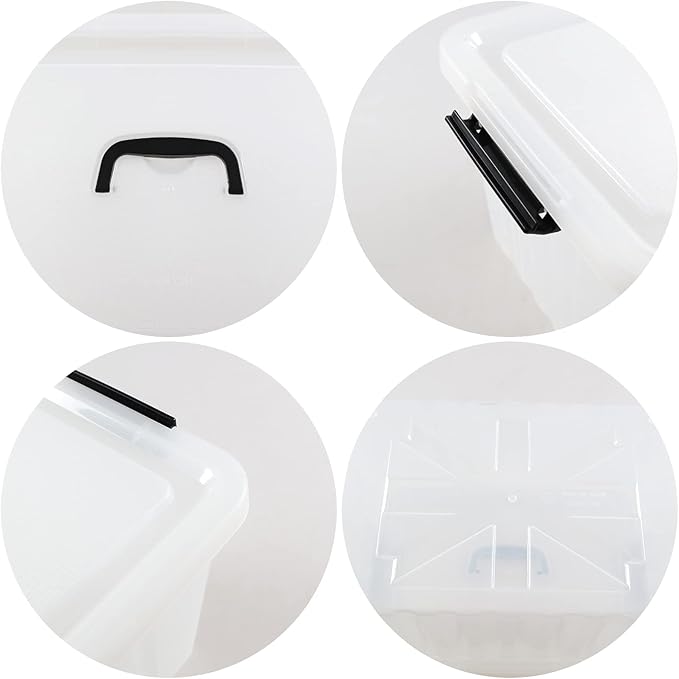 20 L Plastic Storage Bins with Latching Lids, Stackable Storage Containers for Garage, Closet, Kitchen, 4 Packs