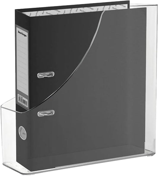 Vertical File Holder Clear PET Desk Organizer and Storage Bins Holding for Magazines Binders Notebooks Envelopes File Organizer for Desk Multi-purpose Plastic Document Organizer Work Desktops