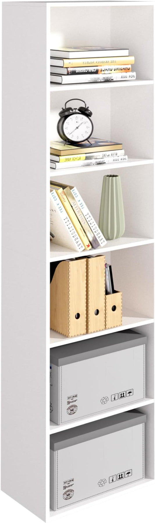 Wooden 6 Cube Storage Organizer, White 6 Cube Storage Shelf, 6 Tier Closet Organizers Storage Cubes Display Cubby, Versatile Cubes Open Bookshelf and Cubby Organizer for Any Space 15.7inch