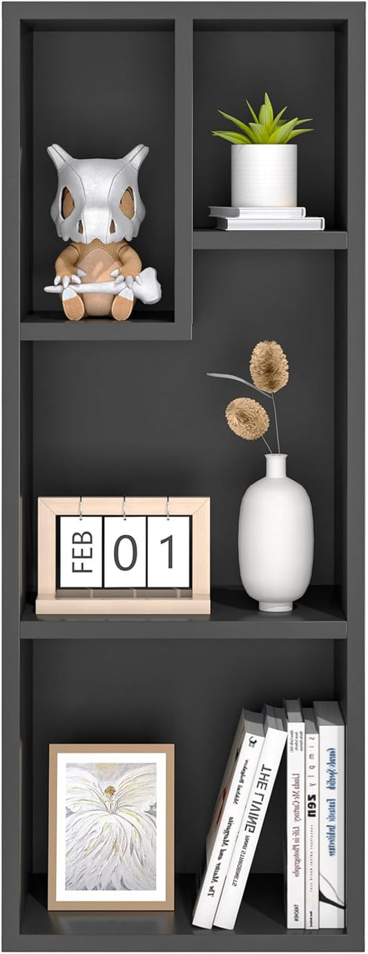 VECELO 3-Tier Small Bookcase, 4 Cube Bookshelf, Fits Tallest Hardwares, Modern Floor Standing Unit, Shelf Hold Up to 66 LBS for Living Room Bedroom, Black