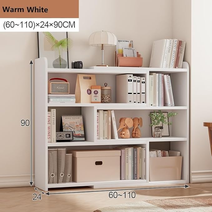 Wooden Extendable Bookcase, 4-Tier Bookshelf with Adjustable Width, MDF Bookcase for Corner or Small Space, Storage Organizer for Living Room, Bedroom or Home Office, Oak