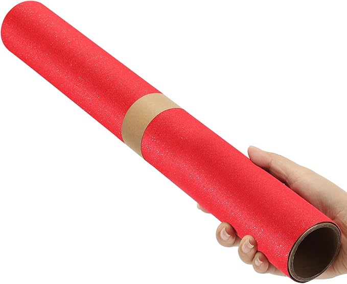 Wooqu Book Cloth, Fabric Surface and Paper Backed, Easy to Use, Strong, 17x29”, for Book Binding, Glitter Red