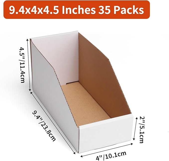 ZBEIVAN Cardboard Storage Bins Boxes 35 Packs 9.4x4x4.5 Inches, Easy Assembly Pantry Organizer Bins for Shelf, White