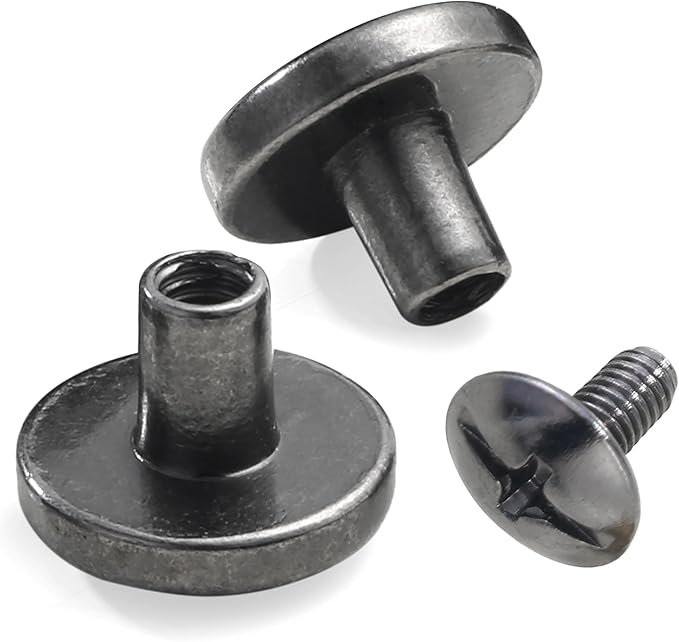 YORANYO 30Sets Chicago Screws Leather Rivets Screw Rivets Metal Studs for Clothing Chicago Binding Screws Spike and Studs for Decorate Repair Shoes Belts Bag Purse Dog Collar Leather Craft (Gunmetal)