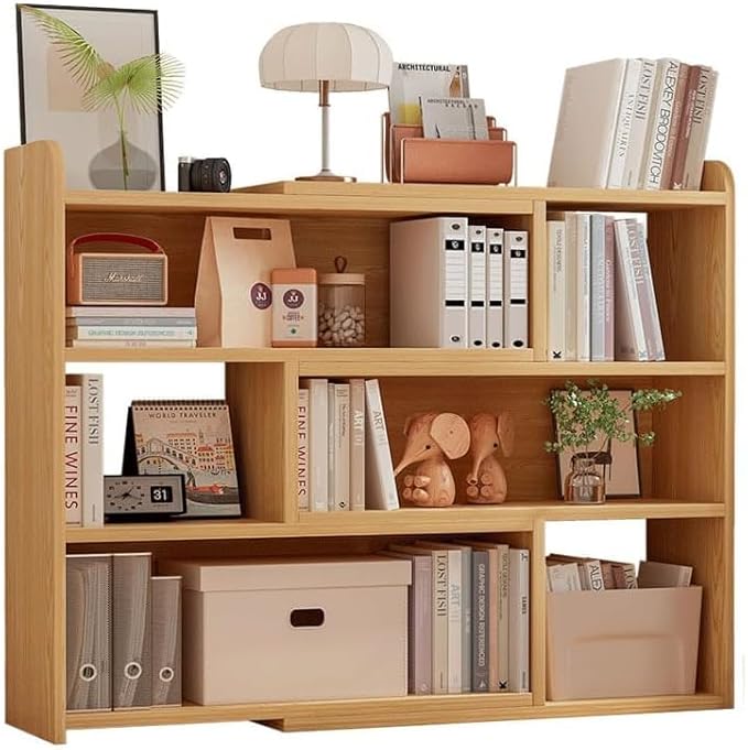 4-Tier Expandable Bookshelf with Adjustable Width, MDF Bookcase for Corner or Small Space, Storage Organizer for Living Room, Bedroom or Home Office, Oak