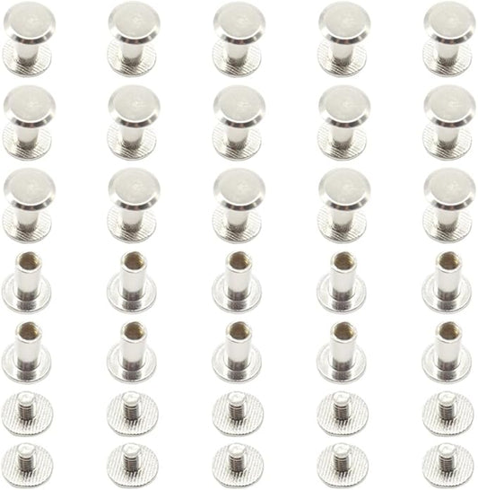 100Pcs/50Set Chicago Screws M5x10mm Book Binding Rivets Screw Posts Round Flat Head Stud Screw for DIY Leather Albums (DZBD/M5x10)