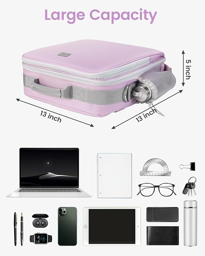 Zipper Binder, 3 Inch D-Ring 3 Ring with Water Bottle Holder,700 Sheet Capacity-Multiple Pockets,Binder with Strap for School/Office, Fit for 13" Tablet/Laptop,Patent Design-Purple